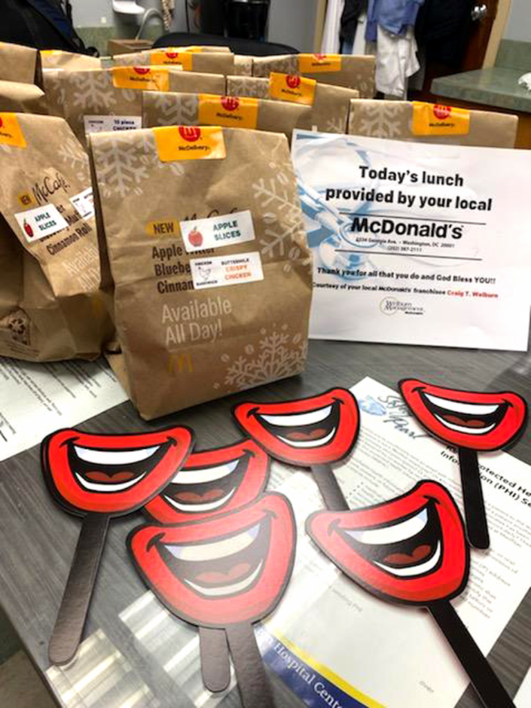 Medstar Hospital Hero Thank You Meals - Bags Sign and Ronald Smiles